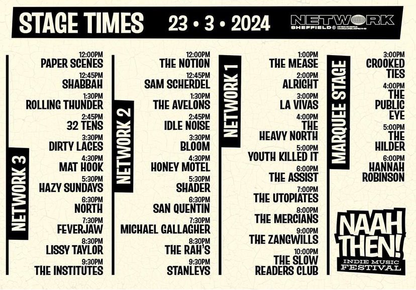 Today’s the day! See you in Sheffield @networksheff Line-up is top, loads of people we know are getting along (we’re told there’s still a few tickets left though, links on our website) About to load up and get on the road, buzzing ✊ On at 7 ❤️ @OurSoundMusic3