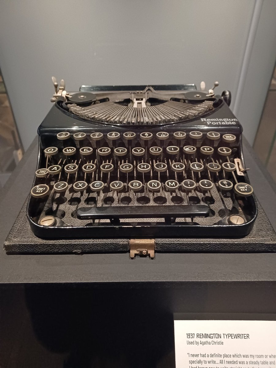Gazing at Agatha Christie's typewriter  during the preview of #MurderByTheBook and a stranger next to me shared this pearl, 'Whatever you care about, is your adventure.' @theUL #LibrariesForLife
