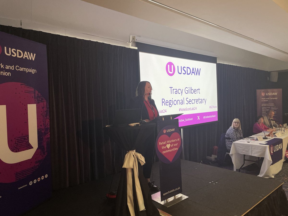 A fantastic speech from our Regional Secretary, Tracy Gilbert. Touching on the difficulties faced by our members and the importance of electing a Labour Government at the next election. #UsdawScot24