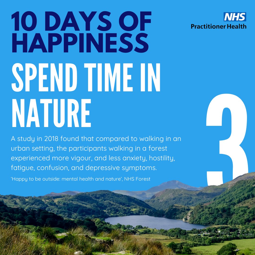 Spending time in nature can help improve your mental wellbeing! #10DaysOfHappiness #NHSPractitionerHealth #WoundedHealer24