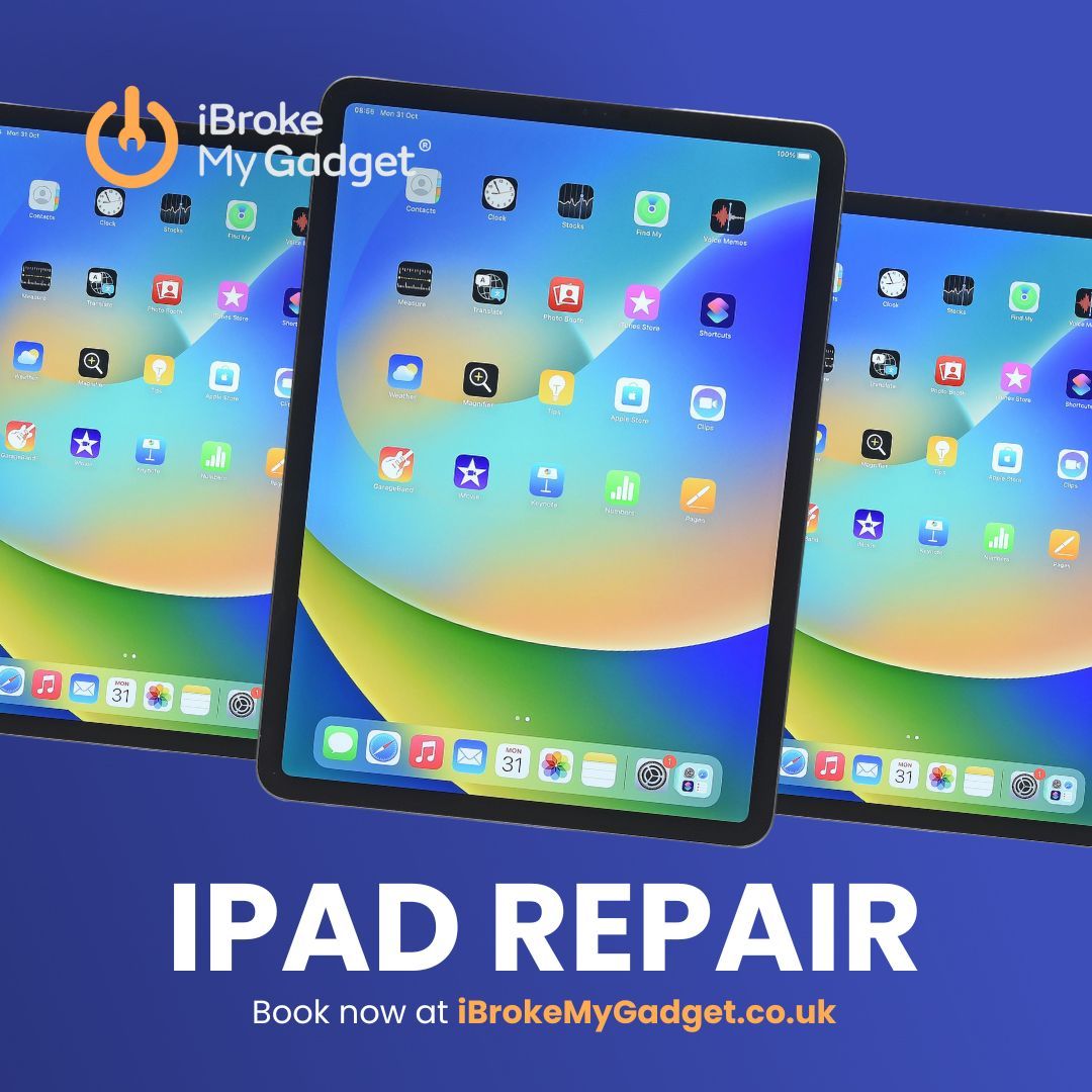 Trust iBrokeMyGadget.co.uk's expert repair service to bring your iPad or tablet back to life. 🛠️📱 #Basingstoke #Camberley #samsungrepair #tabletrepair #samsunggalaxy #ipadrepair #ipadmini #ipadpro