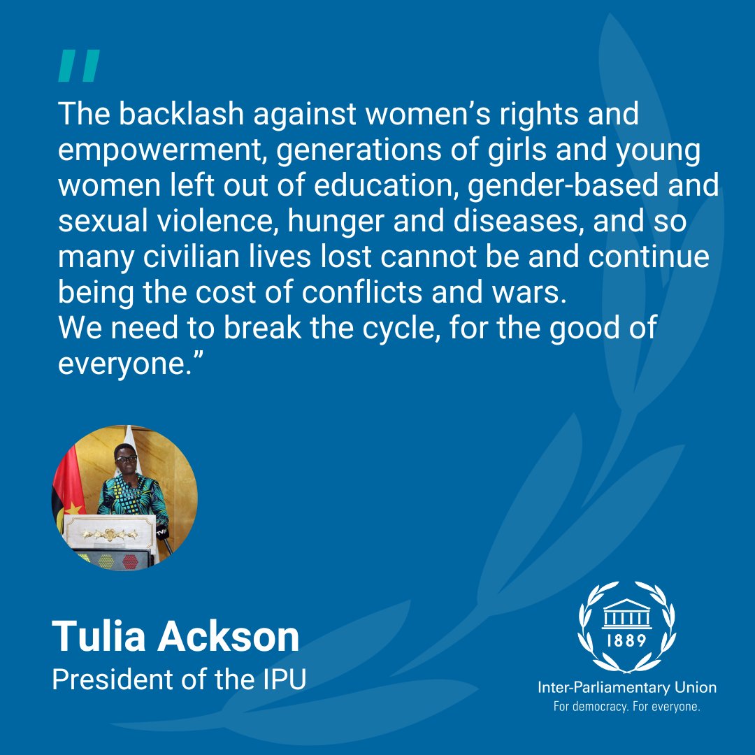 As #IPU148 focuses on pathways to #peace through parliamentary diplomacy, I know we can count on the Forum of #WomenMPs to remind us all that sustainable #peace can only be achieved through women's empowerment and #genderequality! @IPUparliament #IPU ➡️ipu.org/148