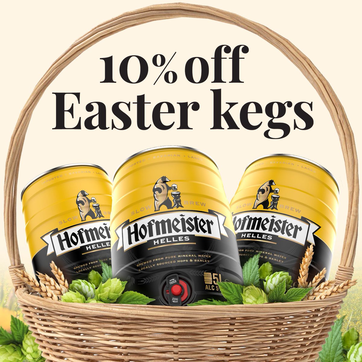 Fresh from Bavaria, we have a brand new batch of our 5 star-rated Helles lager kegs and 10% off everything on the Hof Shop. Stock up before midday on Wednesday 27th March for Easter delivery with code EASTERKEGS hofmeister.pulse.ly/i6qtlnuffm #Easter #FollowTheBear