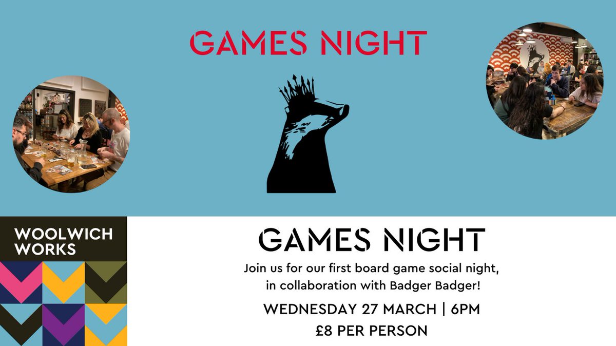 🗓️ NEXT WEEK at Woolwich Works: Wed 27 March 6pm Games Night Thu 28 March 7:30pm Buffy Revamped Fri 29 March 8pm Arabs Are Not Funny Sun 31 March 10am Easter Workshop, £6 11am Guided Tour, free 7pm Sunday Quiz, £2.50 per person woolwich.works/whats-on