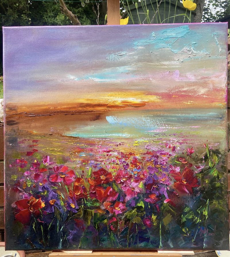 “ Blooming morning “ 50cm x50cm Oil painting. 🌺 Let the colors and energy of this piece uplift your spirits and bring a touch of nature's magic into your day. 🌿💫 #ArtisticInspiration #MeadowPainting 

paintingsbyanna.etsy.com/listing/152059…