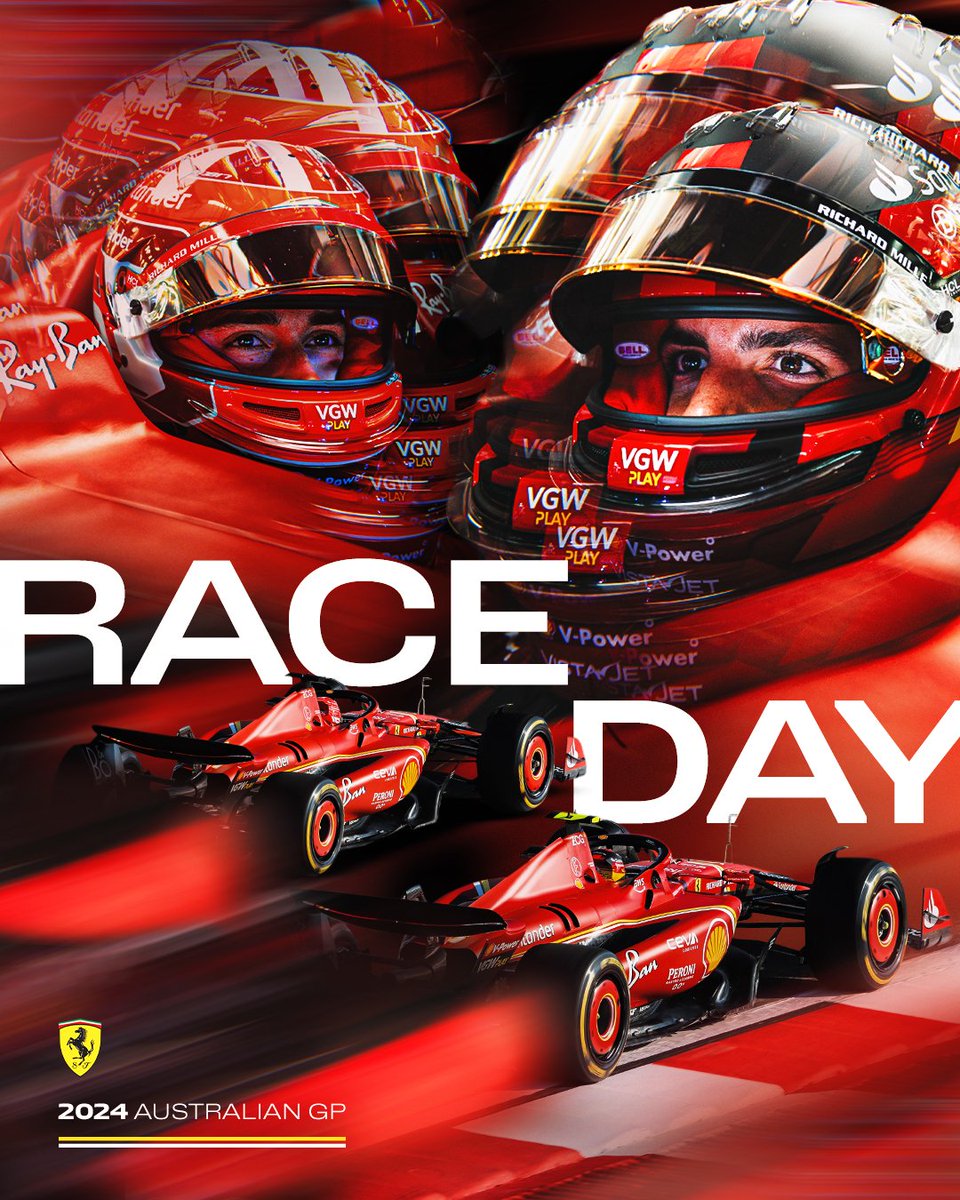 ScuderiaFerrari's tweet image. IT&apos;S #AusGP RACE DAY! 🇦🇺

Who’s ready for more?! 😎