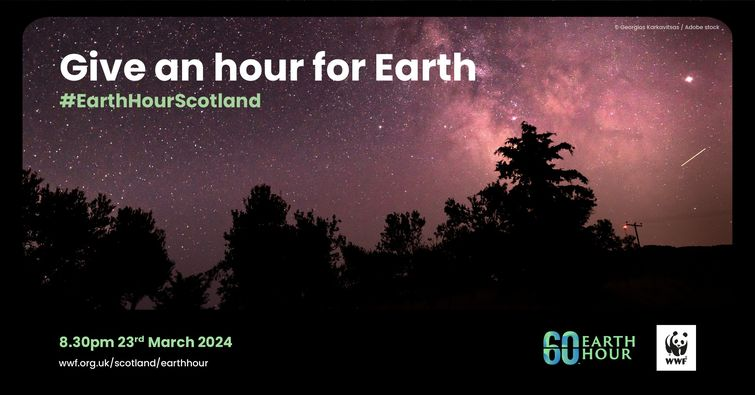 🌍 Give an hour for Earth Join millions around the globe tonight for #EarthHour2024 uniting to show how much we care about people and planet. 🕣 8.30pm, Saturday 23 March 2024 We're supporting @WWFScotland #EarthHourScotland Please join the Facebook event: facebook.com/events/4181809…