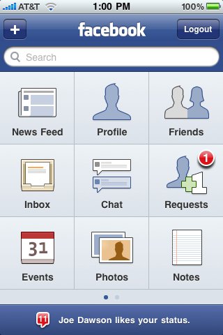 Facebook on iOS in early 2009