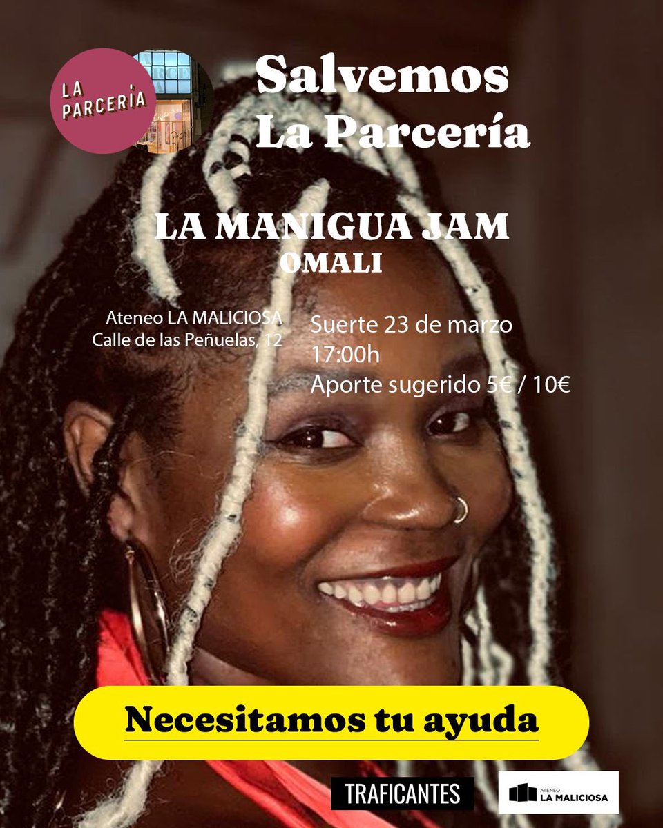 LaParceria's tweet photo. ❤️‍🔥Hoy sábado tenemos La Manigua Jam en @AteneoMaliciosa poesía+ visuales y experimentación sonora 

🔹Sábado 23 de marzo 
De 17h a 19h

📍Ateneo La Maliciosa 
Calle Peñuelas, 12 

🎟️ Aporte solidario 5€ https://t.co/89qI2dTMKO