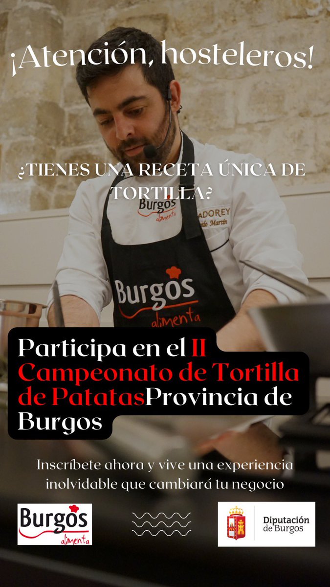 ¡No dudes en apuntarte al II Campeonato de Tortilla de Patatas Provincia de Burgos! #tortilladeburgos #porunatortillagourmet #hostelerosburgos #provinciadeburgos