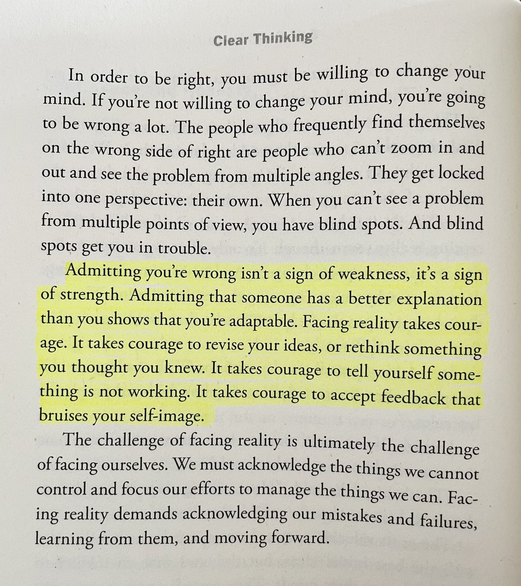 “Admitting you're wrong isn't a sign of weakness, it's a sign of strength. 

Admitting that someone has a better explanation than you shows that you're adaptable. It takes courage to revise your ideas, or rethink something you thought you knew.”