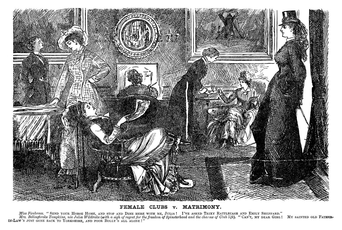 Today's PUNCH Cartoon Classic. Females in Clubs... according to George du Maurier 1878 #GarrickClub #Garrick #women #clubland #equality #upperclass #elite #behaviour
