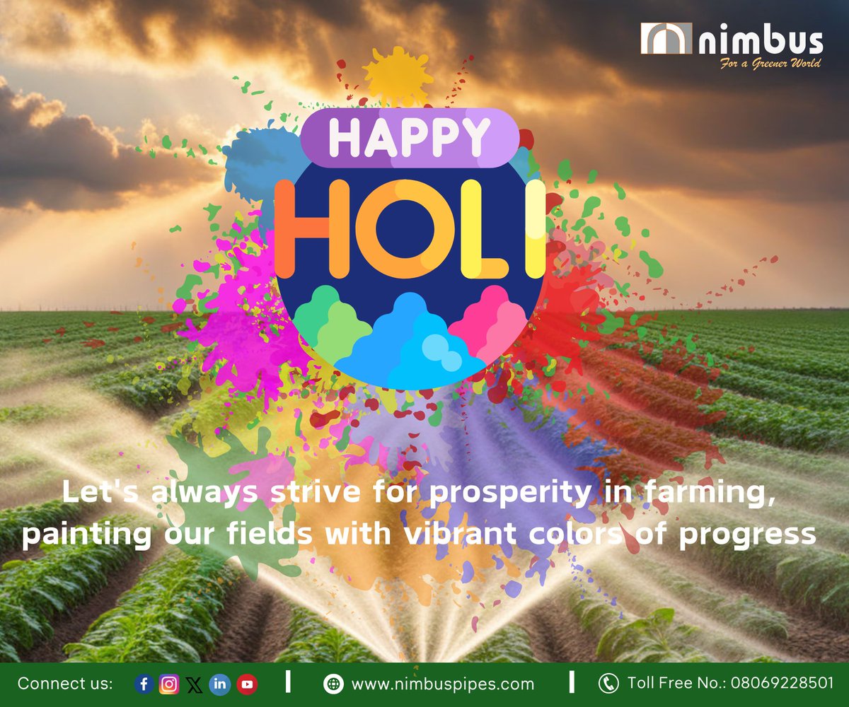 Let's pledge to stand by our farmers, not just today, but every day, ensuring they have the tools and resources they need to flourish. Together, let's spread the colors of hope, growth, and prosperity across every corner of our nation. Wishing you all a Happy Holi!!