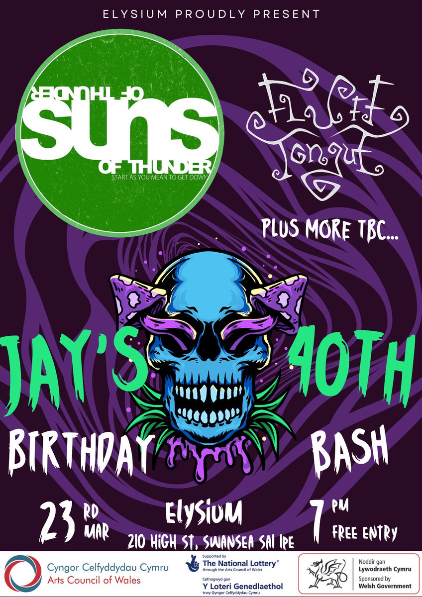 Huge thanks to Adfeilion, @WEARECELAVI & @catherineelms for amazing sets last night! An incredible night of alternative music. Tonight we go again with Jay's 40th Birthday Bash feat. live music from Swansea legends @SunsThunder and @FluffTongue - you won't want to miss this!