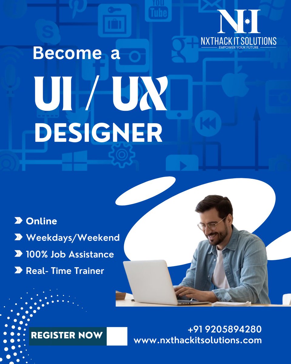 Unlock your dream job as a UI/UX designer with NxtHack! 

🚀 Gain expertise, get certified, and land that dream role with our internship program and 100% job assistance. 

#UIUXdesign #DreamJob #NxtHackSuccess #CareerGrowth #JobAssistance