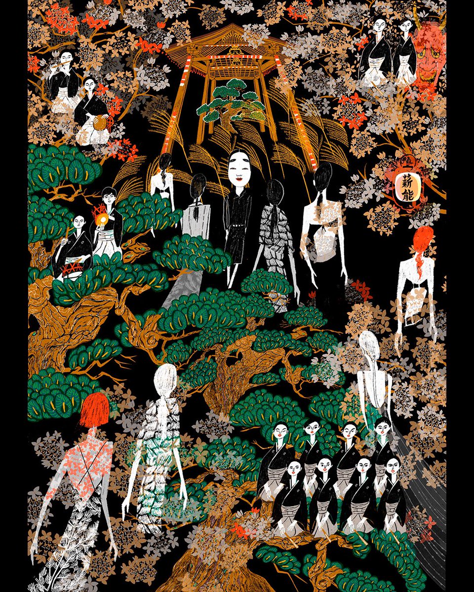 能のイラストを描きました
#illustration #Noh  #adobeFresco