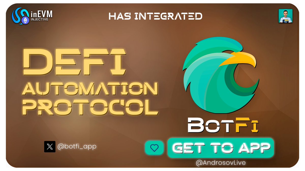 AndrosovLive's tweet photo. @injective is growing fast!
The other day @botfi_app integrated #inEVM into its wallet.
#BotFi is a decentralized automation protocol for DeFi. Designed to exchange tokens, DCA, sniping, mirror and copy trading, bridges.
#Injective #DeFi #web3 https://t.co/7PTxXkIsTg