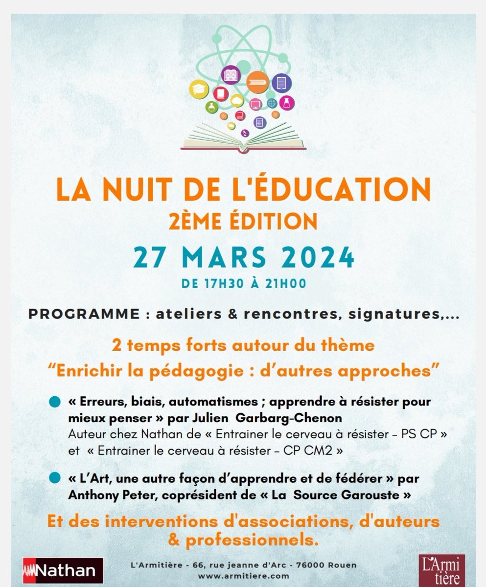 Erreurs, pièges, #biais, comment y résister? Une réponse #pédagogique à partir des travaux du <a href="/lapsyde/">LaPsyDÉ</a>. Merci aux CPC de l'<a href="/AncpAf/">ANCP&AF</a> pour leur présence à ma conférence chez <a href="/Editis_officiel/">Editis</a>,<a href="/EcoleAujourdhui/">Lea.fr</a> <a href="/NathanEditions/">Editions Nathan</a>. Rdv le 27 à Rouen pour la nuit de l'éducation <a href="/larmitiere/">L'Armitière</a>