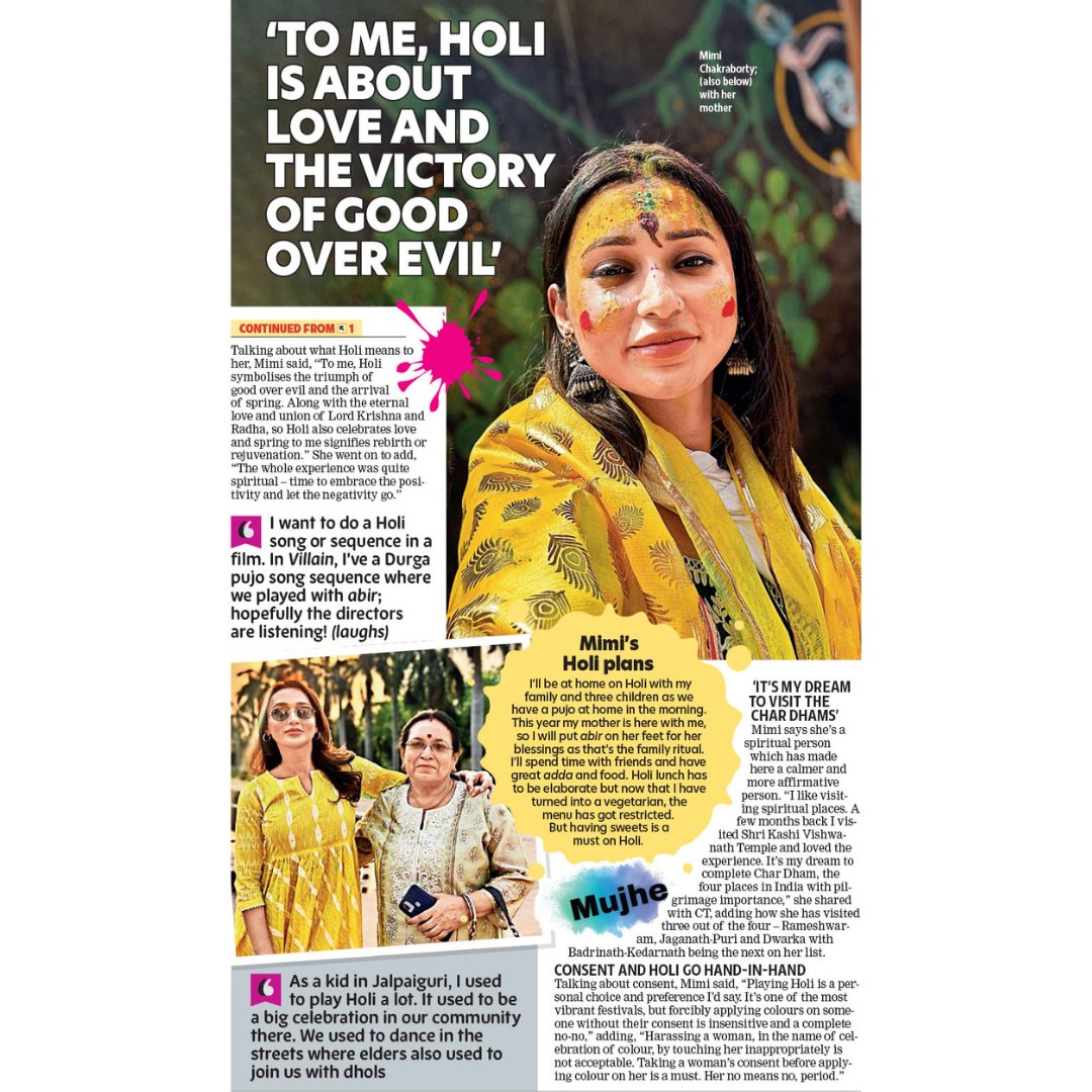 Mimi Chakraborty opens up about her recent trip to Vrindavan right before Holi, what her Holi plans are and more... @mimichakraborty #MimiChakraborty #Holi #HappyHoli #Vrindavan #Tollywood #Celebrity