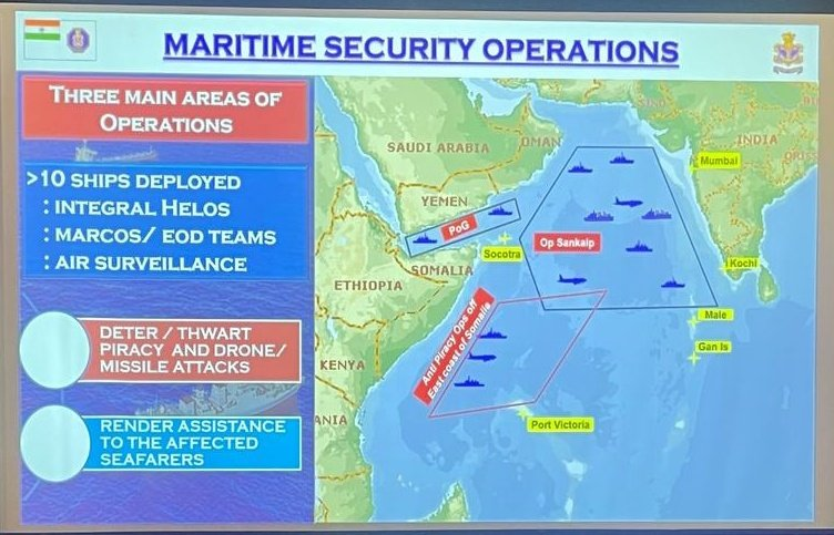 Aditya_G_Social's tweet photo. #IndianNavy has presented its operational picture in the Western seaboard after 100 days of "Maritime Security Operations" even as INS Kolkata brought back 35 arrested #pirates to Mumbai for persecution.
Lets unpack this👇
#MissionBasedDeployment #OpSankalp #Somalia #Piracy https://t.co/u1fEZF96Qu