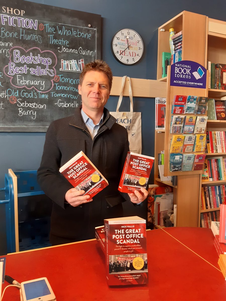 Signing books in the #lymeregis bookshop. I’ll be doing my talk about the Post Office scandal at the ⁦@marinetheatre⁩ at 1.30pm today. Do come along if you’re in town.