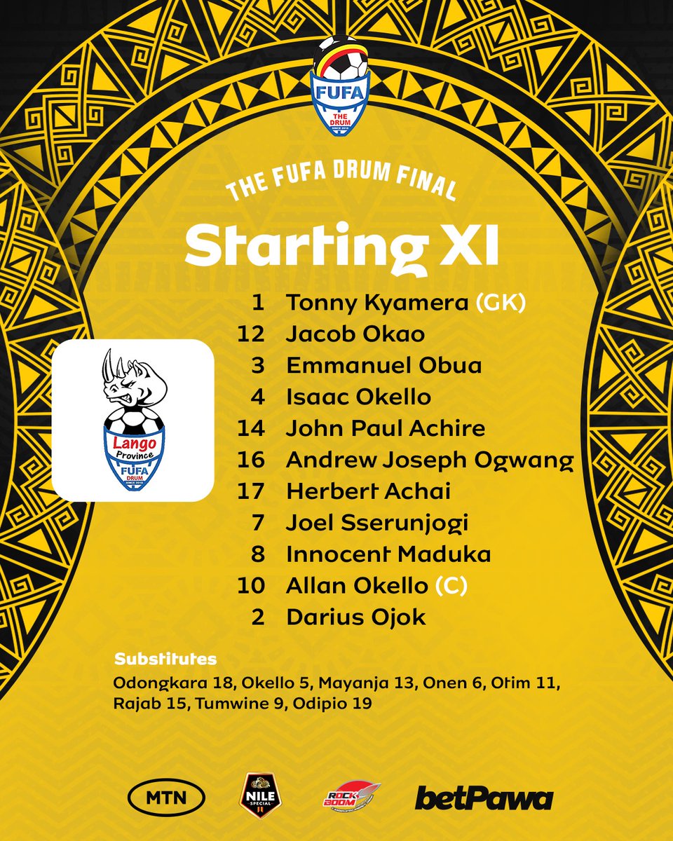 How we line up vs Busoga Province.

Its coming home. 

#Amuka
#LeeAmwolGer 
#FUFADrumFinal