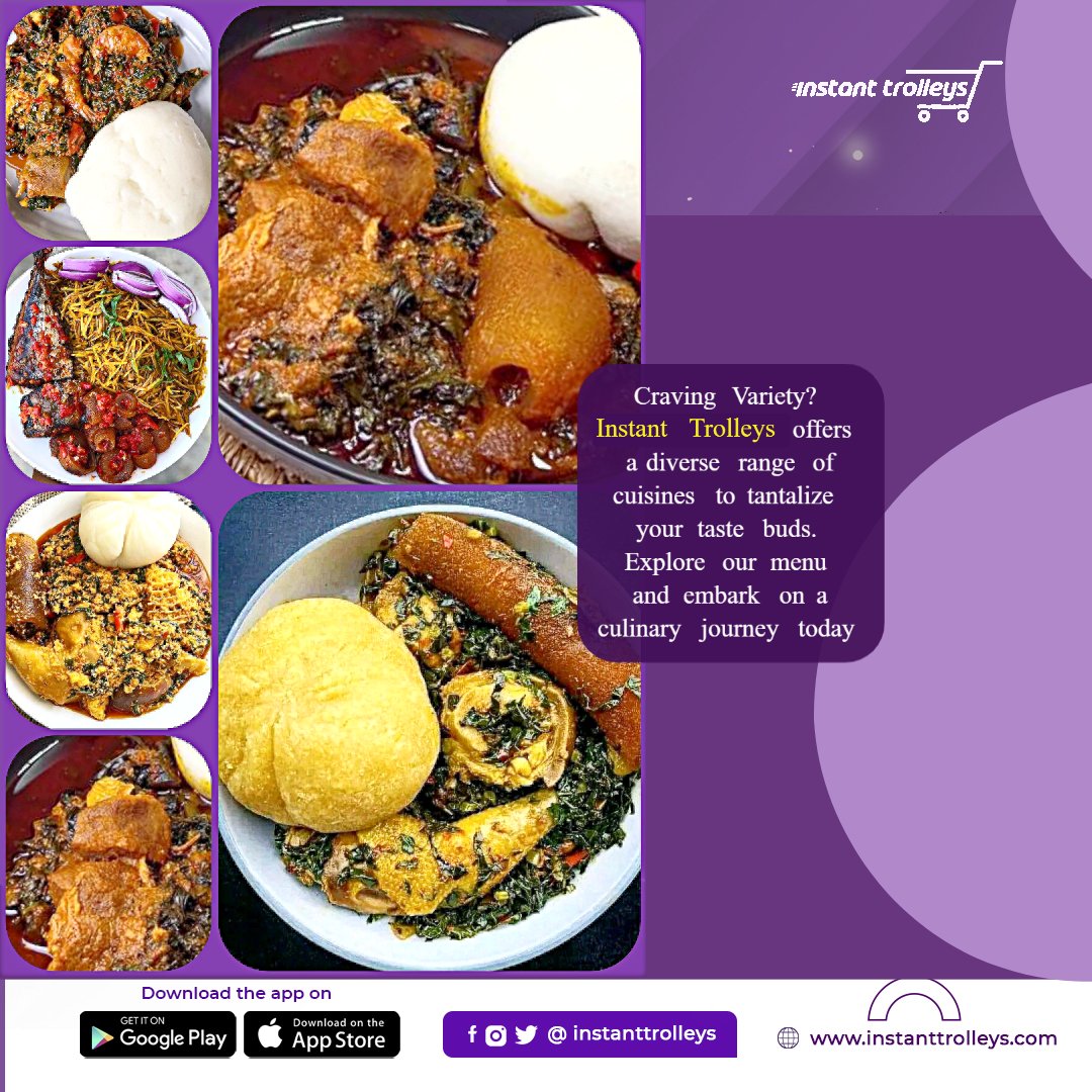 Craving Variety? Instant Trolleys offers a diverse range of cuisines to tantalize your taste buds. Explore our menu and embark on a culinary journey today.
#UseInstantTrolleys
#SaturdayVibes
#FoodGroceryLogistics
#verydarkman Bobrisky Mohbad Naira Marley AFCON Tems Offa