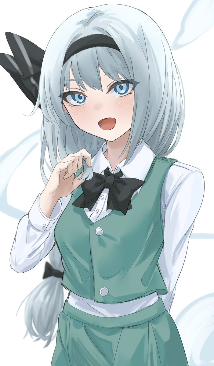 konpaku youmu ,konpaku youmu (ghost) 1girl solo long hair looking at viewer blush smile open mouth  illustration images