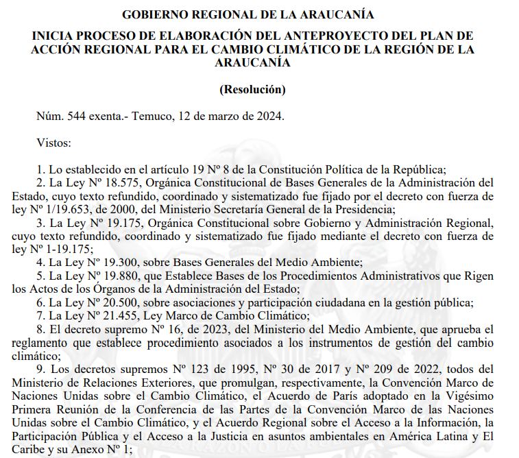 Se inicia el proceso de elaboración del Plan de Acción regional para el Cambio Climático (CC) - #Araucanía y los 30 días de recepción de antecedentes.
Este plan propone objetivos, medidas, instrumentos y monitoreo, reporte y verificación a nivel regional.

Infórmate, participa!!