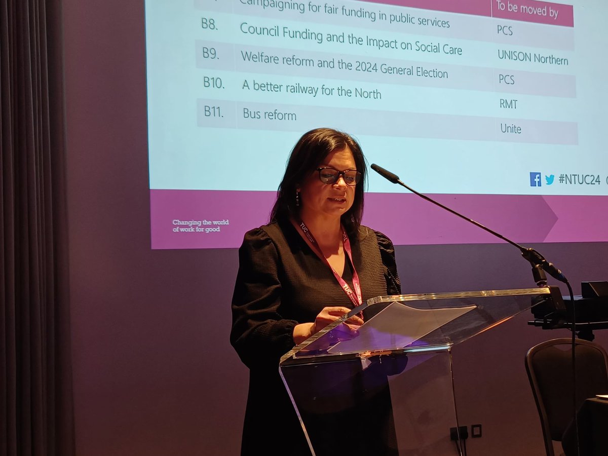 ‘There is nothing left to cut.’ 

Fantastic speech from Nicky Ramanandi of <a href="/NorthernUNISON/">UNISON Northern</a> highlighting the devastating impact of cuts to local authority funding and the need for a National Care Service. 

#NTUC24