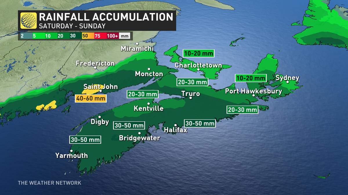 Maritimes, are you ready?? 
Here's an update for the impactful storm coming the Maritimes later today. 
The freezing rain has shifted slightly north. Very strong winds expected for Nova Scotia Sunday morning.
#nswx #pei #nbwx #novascotia #newbrunswick