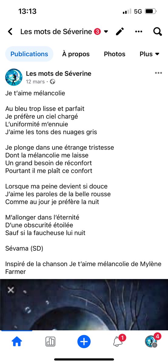 SeverineDew's tweet photo. @MrPaillette C’est un poème que j’ai écrit récemment.
Sévama est mon nom de poétesse 😉 https://t.co/4UeGnyPlgG