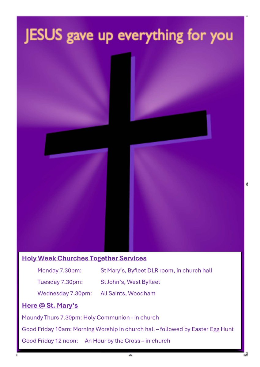 StByfleet's tweet image. We look forward to welcoming you to our Holy Week and Easter services.

#Byfleetvillage #easter2024 #Easteregghunt #Churchestogether #Woodham #WestByfleet #Woking