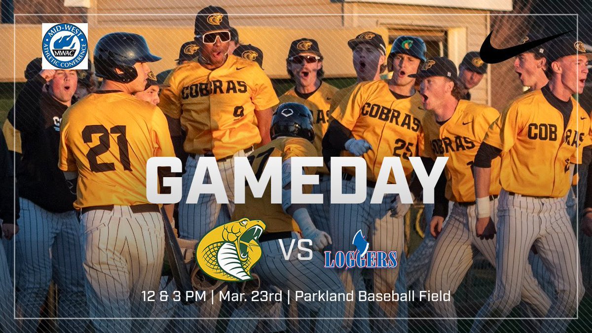 2nd Conference series of the year starts today in Champaign! 🆚 Lincoln Land Community College ⏰ 12 & 3 PM 📍Parkland College Baseball Field 📊 web.gc.com/teams/JeClV457… #Cobras🐍