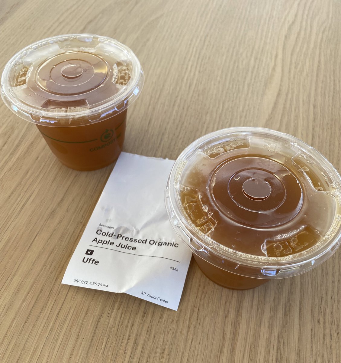 Niclasense's tweet photo. @FonsMans The presentation at the Apple Park Visitor Center is a bit different 🙂 

Good juice though! https://t.co/waVTJ4QXJG