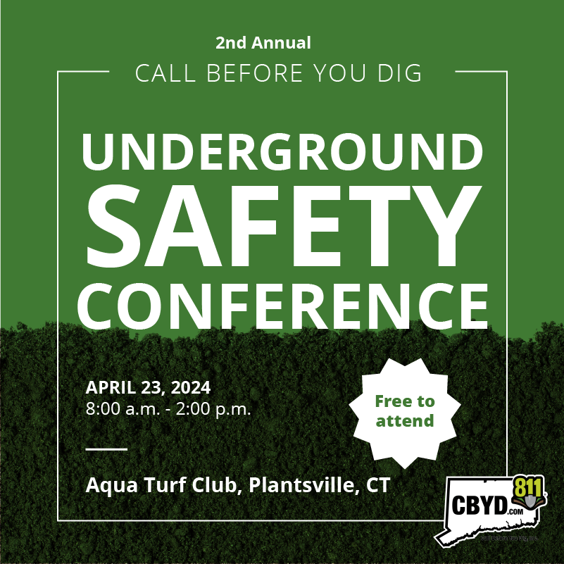 Join us on 4/23 for the CBYD Underground Safety Conference! ✅ When: April 23 ✅ Time: 8am - 2pm ✅ Place: Aqua Turf Club, Plantsville, CT Join us for this great, free event! loom.ly/e_HuIIo #safetyconference #cbyd #callbeforeyoudig #undergroundsafetyconference
