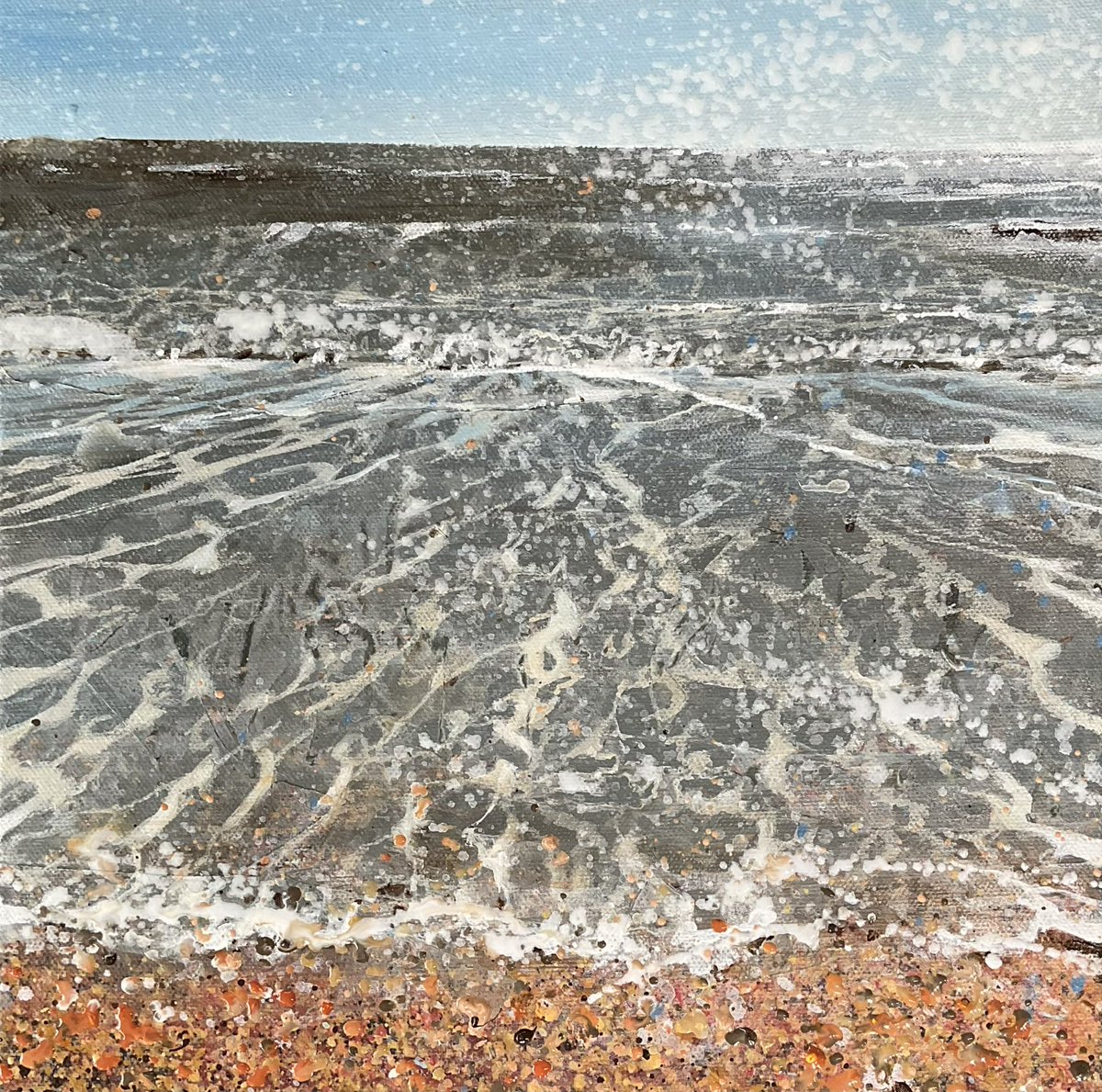 LornaKirin's tweet photo. A small acrylic seascape finished today. 30 x 30cm canvas 

#lornakirin #ukartist #contemporarypainter #art #artgallery #Seascape #sea #water #shallows #shingle #wave #tide #pebbles #eastcoast #shore #acrylic #acryliconcanvas #paddle #artcollector https://t.co/PeBFEHBohL