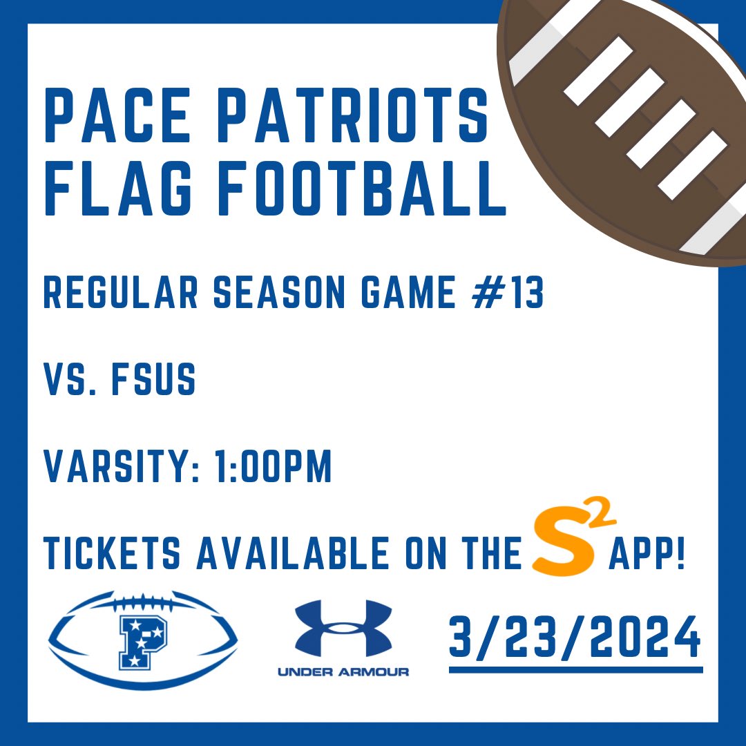 GAME DAY! It’s a Saturday afternoon special, as we host the Florida High Seminoles! Game time is set for 1pm! We hope to see you there! #Team6 #PaceFlagFB #UnderArmour #GoPatriots