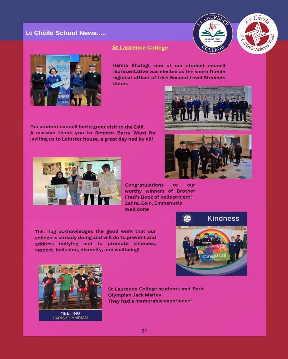 St. Laurence College (@stlaurencecoll2) on Twitter photo St Laurence College has been featured in Le Chéile Schools Trust’s latest Newsleter, showcasing our achievements and contributions!
You can see this edition at the link
lecheiletrust.ie/wp-content/upl…
<a href="/lecheiletrust1/">Le Chéile Schools Trust</a> <a href="/Marianists/">The Marianists</a> St Laurence College has been featured in Le Chéile Schools Trust’s latest Newsleter, showcasing our achievements and contributions!
You can see this edition at the link
lecheiletrust.ie/wp-content/upl…
<a href="/lecheiletrust1/">Le Chéile Schools Trust</a> <a href="/Marianists/">The Marianists</a>
