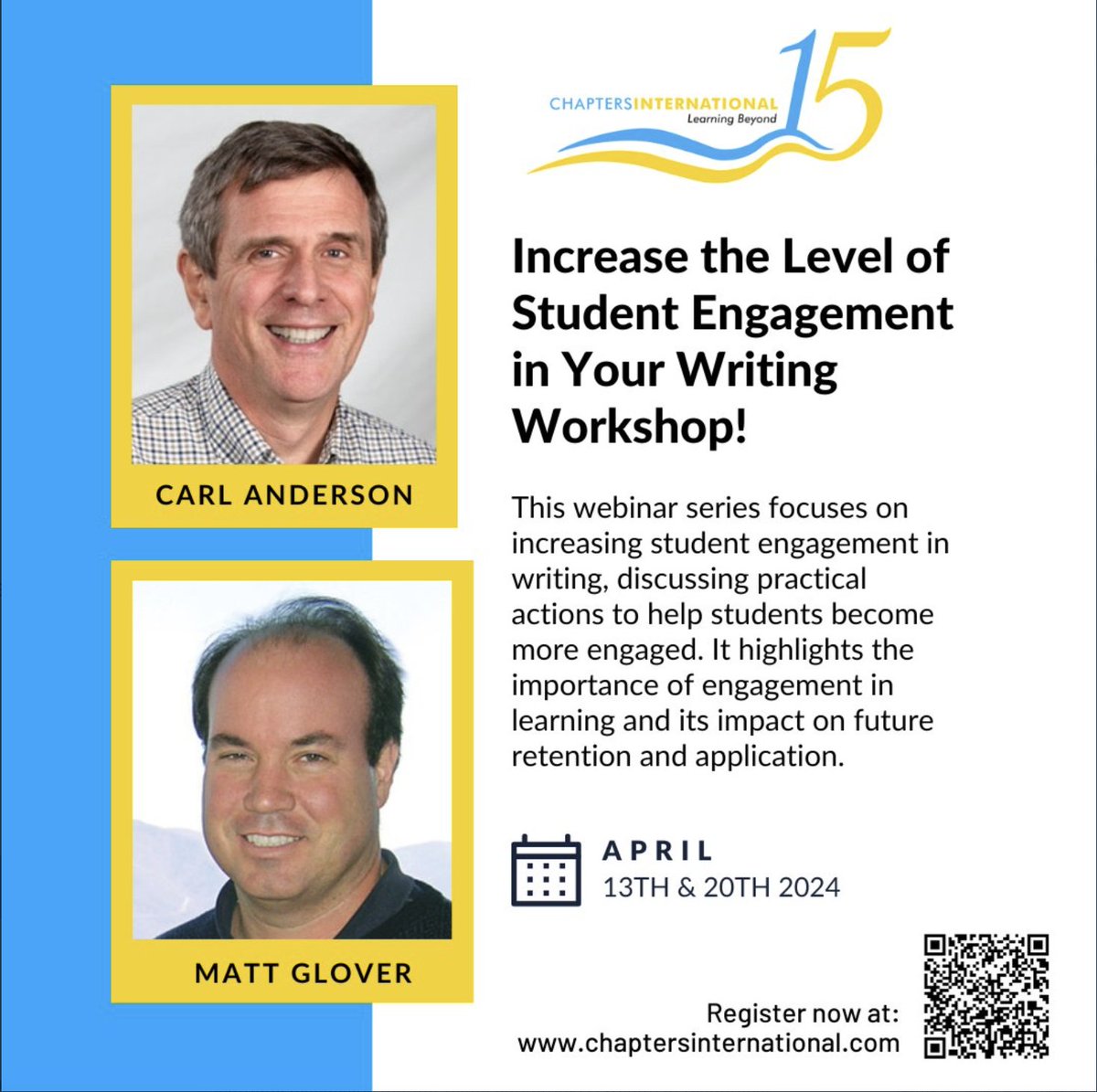 Join @Mattglover123 and me for a two-part webinar with @ChaptersInt on boosting student engagement in writing. April 13 & 20. Details: chaptersinternational.com/mailer/carl_ma…