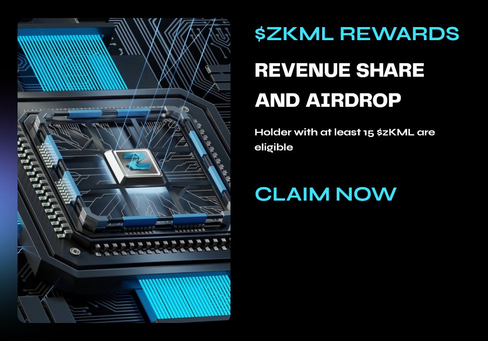 zKMLSystemsETH's tweet image. $ZKML Rewards: Excited to announce the revenue share for holders! 

🚀 Participate in our $zKML ecosystem&apos;s growth and get rewarded for your support. 

More info ➡️ dapp.zkmII.systems 

Stay tuned for more updates on how to get involved. #zKML #ZKML