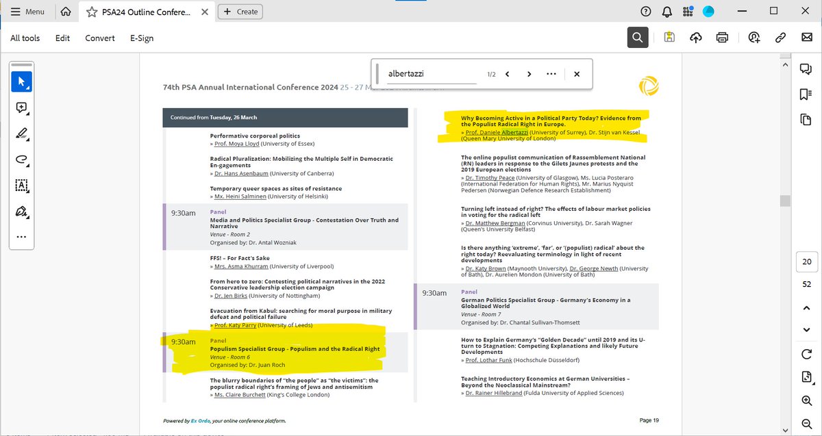 Looking forward to seeing some of you at #PSA24 in Glasgow from Monday. On Tues 26th March at 9.30, Room 6, I am presenting @_PiAP research on activism in radical right parties (with @StijnTvanKessel) as part of the panels organised by @populismPSA #Populism24 @PolStudiesAssoc