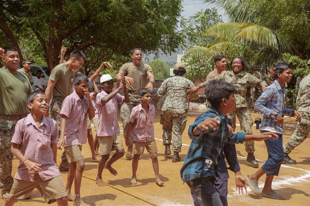 U.S. Marines visit a foster home for a community relations event in Visakhapatnam, India on March 22 during Exercise Tiger Triumph 2024. #TigerTRIUMPH #TIGERTRIUMPH2024