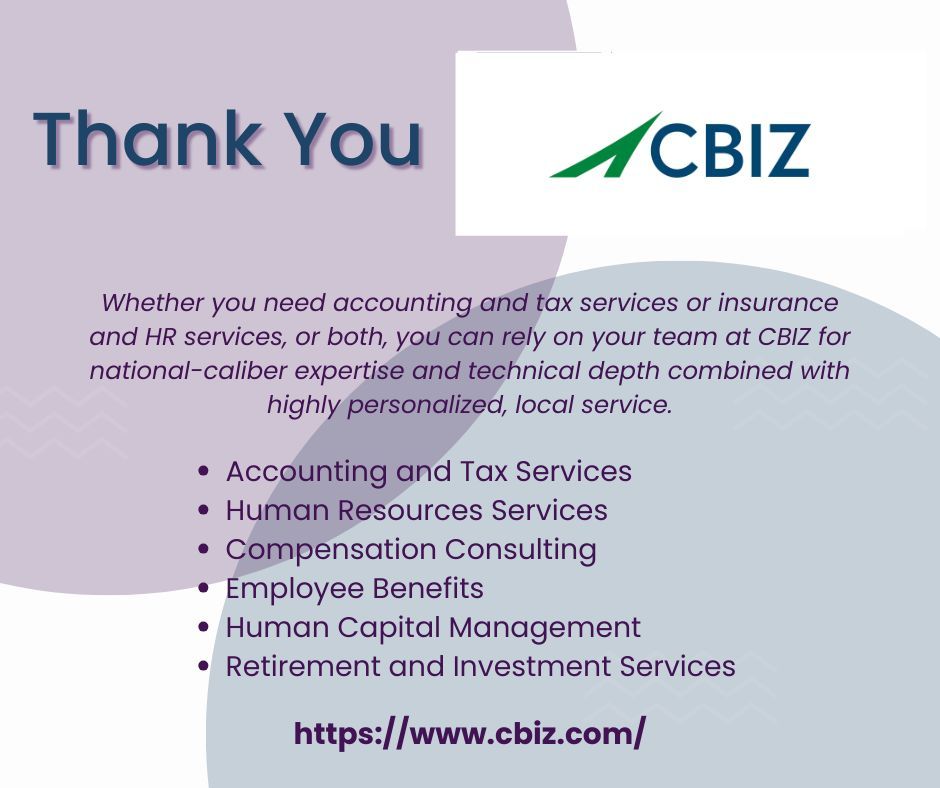 A HUGE Thank You for our All Star Sponsor, CBIZ Benefits & Insurance Services! Your support propels Akron Area SHRM to new heights. Thank you for being a crucial part of our HR journey! #Gratitude #AllStarSponsor #CBIZ

Sponsorship opportunities: buff.ly/43gIuNe