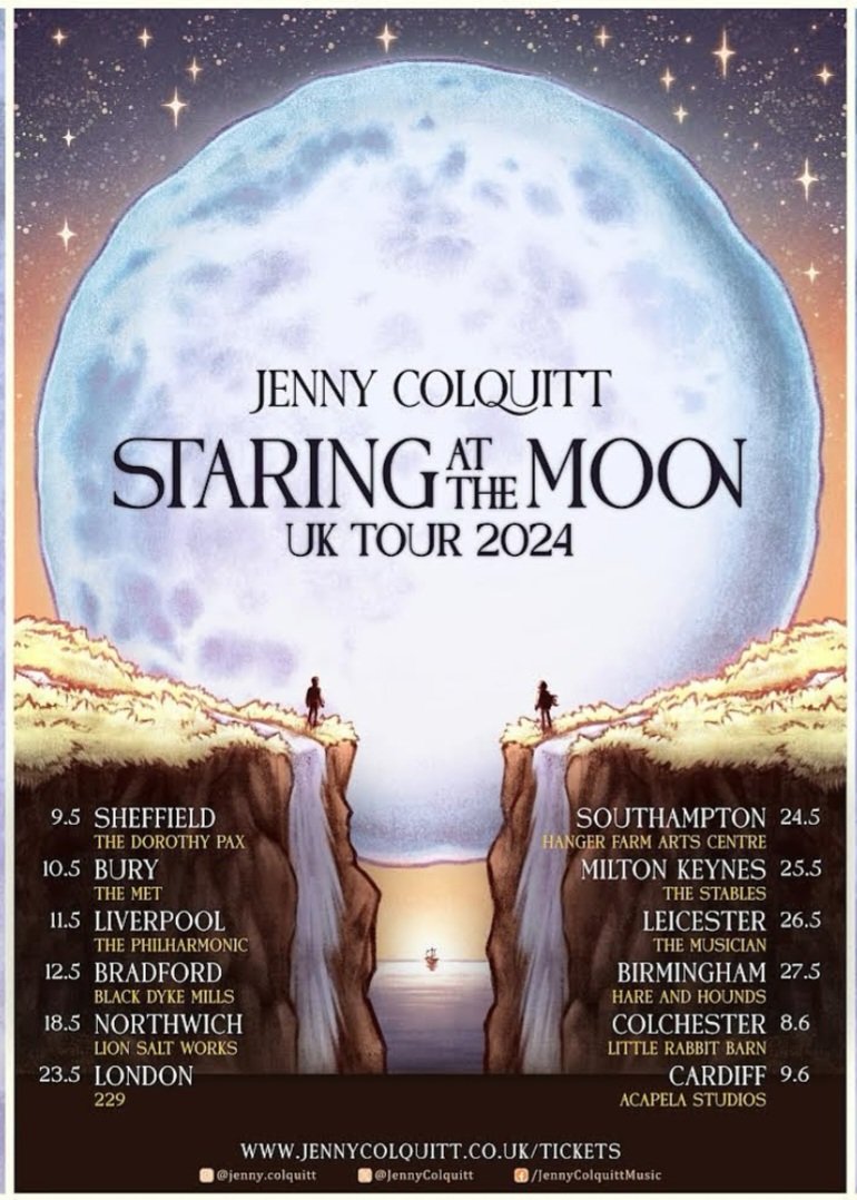 Tickets are selling fast! @JennyColquitt Staring At The Moon UK Tour 2024 At the Dorothy Pax #Sheffield 9 May 🎶