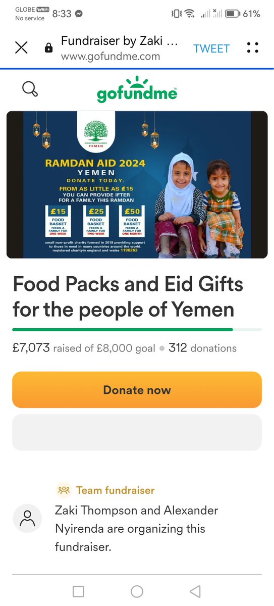 THEY ARE €927 AWAY FROM REACHING THEIR GOAL! HELP THEM FEED STARVING FAMILIES IN YEMEN🙏‼️ gofundme.com/f/foodpacks4ye…