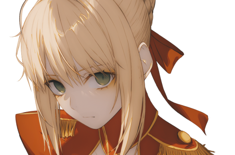 nero claudius (fate) ,nero claudius (fate/extra) 1girl solo looking at viewer simple background blonde hair white background ribbon  illustration images