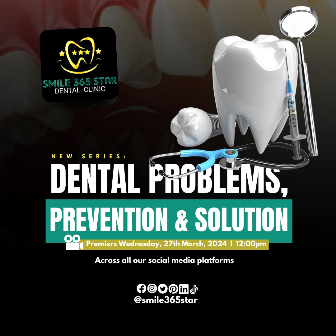 smile365star's tweet image. NEW SERIES ALERT!!!
𝐃𝐄𝐍𝐓𝐀𝐋 𝐏𝐑𝐎𝐁𝐋𝐄𝐌𝐒, 𝐏𝐑𝐄𝐕𝐄𝐍𝐓𝐈𝐎𝐍 &amp;amp; 𝐒𝐎𝐋𝐔𝐓𝐈𝐎𝐍
Starting this Wednesday, 27th March, 2024  ||  12:00pm

KEEP A DATE WITH US!
#Smile365Star #DentalClinic #dentalsolution #dentistry #bracescenter