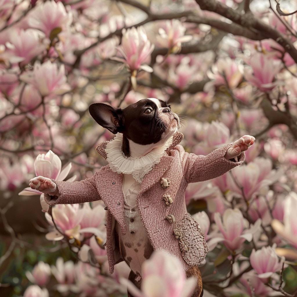 Spring has sprung 🌸

Mom sending me her AI remakes of our bostie been highlights of my day 😅 🧵 #dogfashion