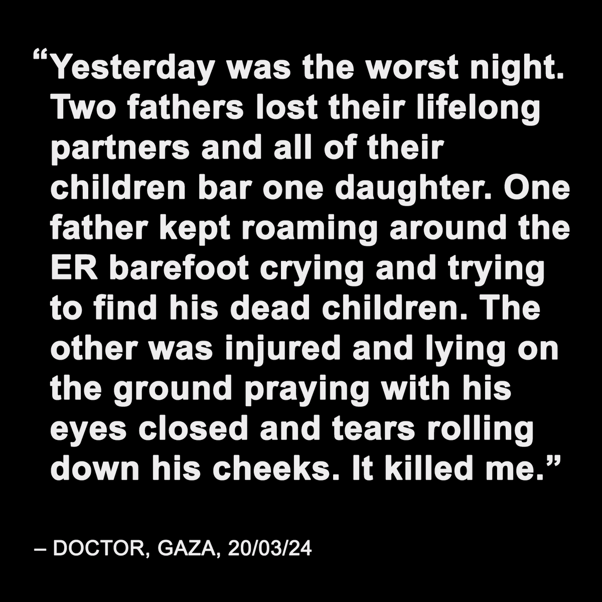 GazaMedicVoices's tweet photo. We received this devastating message from a doctor working in the Emergency Department. https://t.co/K5CI8Bixq3